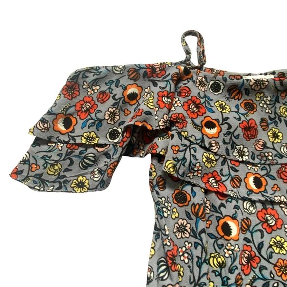 Hayden Los Angeles Womens Cold Shoulder Floral Mini Dress-Gray-Size Small-GUC - Picture 4 of 6